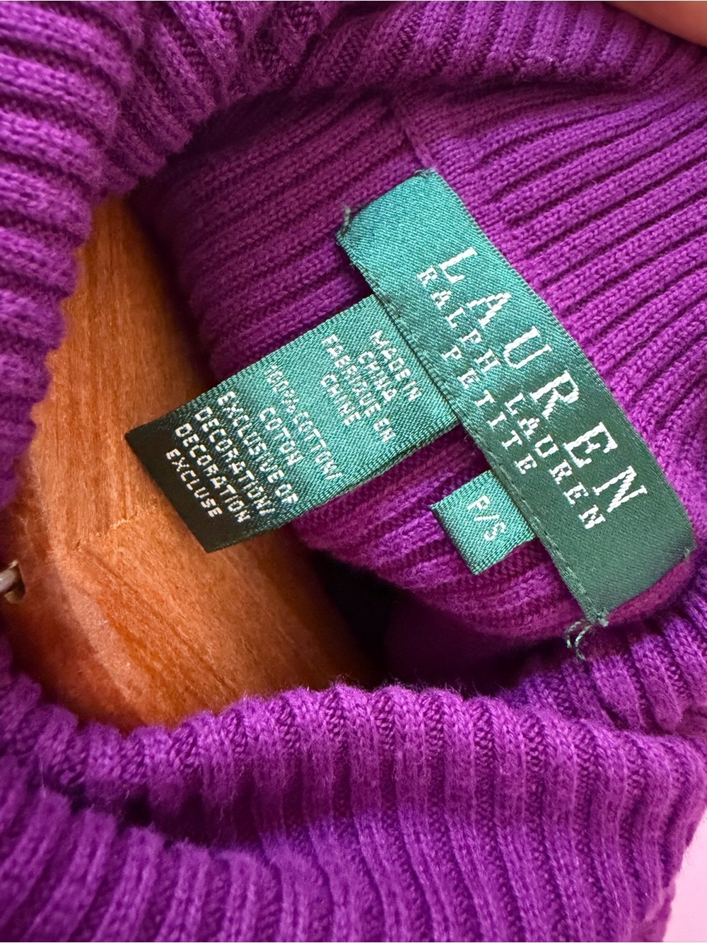 Lauren Ralph Lauren Purple Ribbed Turtleneck Sweater